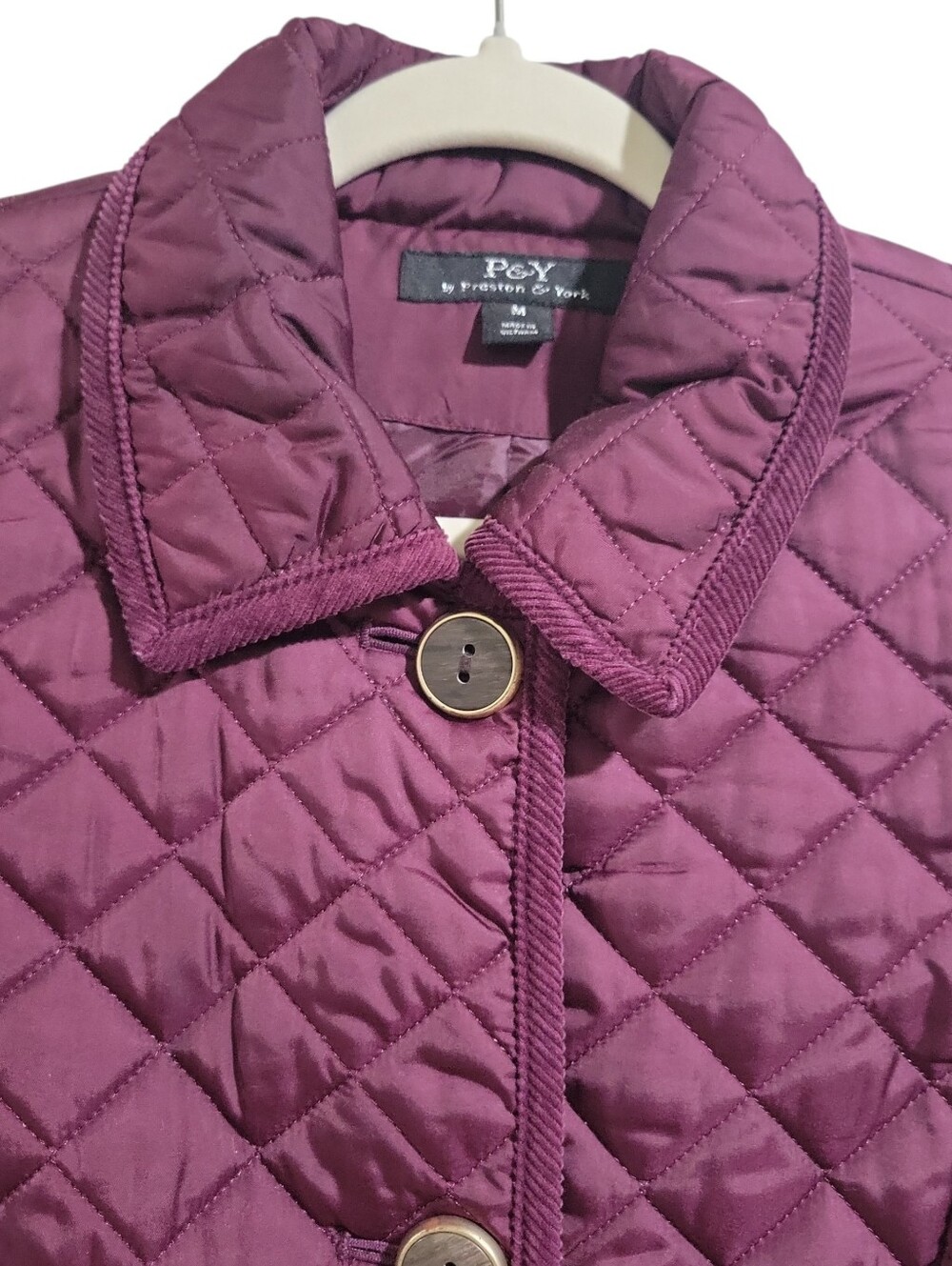 Preston & York Dark Magenta Quilted Long Sleeve Jacket Size M Lightweight Fitted - Picture 6 of 14